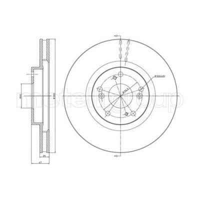 Billede af METELLI Bremseskive HONDA: CIVIC 7 Hatchback 300,0mm 25,0mm 5 ventileret 23 0576C Bremseskiver, Skivebremser