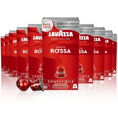 Billede af 10 x pakker Lavazza Rossa Aluminiums kapsler til Nespresso (100 kapsler)