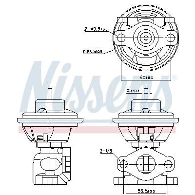 Billede af NISSENS 98479 EGR Ventil pneumatisk uden sensor, Styrebox/Software skal IKKE læres/opdateres., undertryk bypass, kabel, elektronik