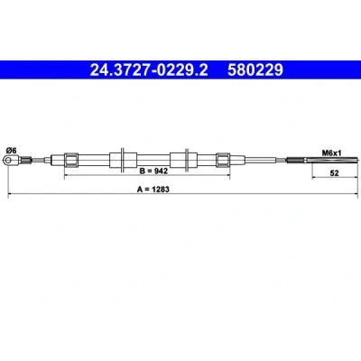 Billede af ATE 24.3727 0229.2 Håndbremsekabel 1283