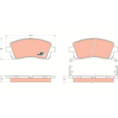 Billede af TRW COTEC GDB3217 Bremseklodser med akustisk advarsel for slid tilbehør SUBARU: Outback III, Legacy 4, Impreza I Sedan