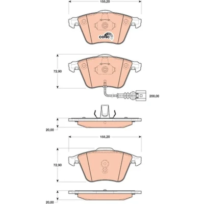 Billede af TRW COTEC GDB1809 Bremseklodser Inkl. slidadvarselskontakt VOLKSWAGEN: GOLF 6, Scirocco III, AUDI: A3 Sportback, Hatchback, TT Coupe