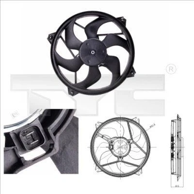 Billede af TYC 805 0001 Køleventilator 414 140/400 uden kølerventilatorramme (karm) CITROËN: Xsara Picasso, Berlingo II