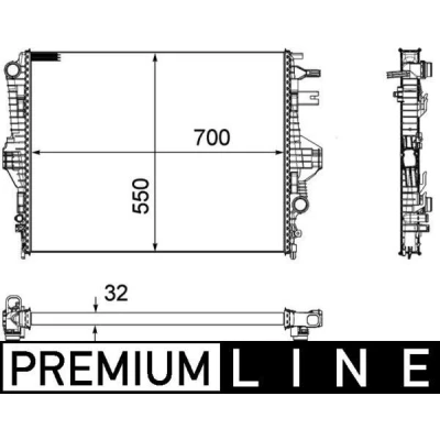 Billede af MAHLE ORIGINAL CR 1184 000P Radiator 700 550 32 Loddet køleripper