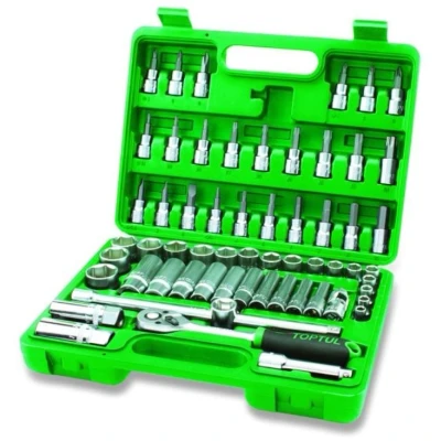 Billede af TOPTUL GCAI6001 Topsæt 60 Krydsslids (PH), Sekskant, Pozidriv (PZ), Torx, slot head 3/8 med skralde