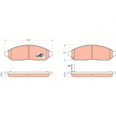 Billede af TRW COTEC GDB3404 Bremseklodser med akustisk advarsel for slid NISSAN: NP300 Navara Pick up