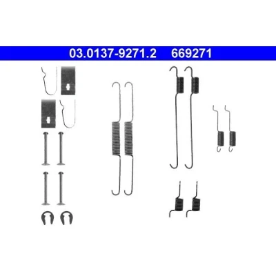 Billede af ATE 03.0137 9271.2 Tilbehørssæt, bremsebakker SUZUKI: SWIFT 4, 3, Liana Hatchback, DAIHATSU: CHARADE 3