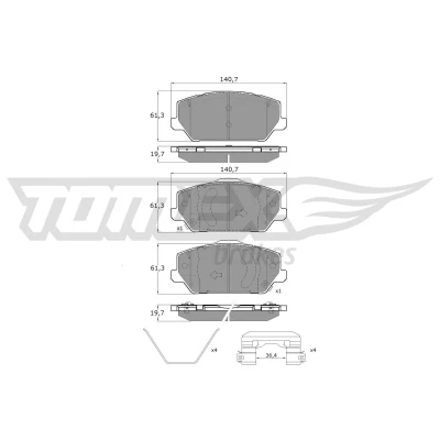 Billede af TOMEX brakes TX 19 60 Bremseklodser foraksel med akustisk advarsel for slid tilbehør HYUNDAI: i30 III Hatchback, Kona SUV, Fastback