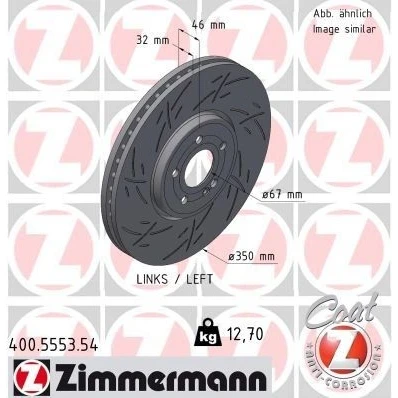 Billede af ZIMMERMANN 400.5553.54 Bremseskiver 350 32 6/5 5 112 indvendigt ventileret, opslidset coatet MERCEDES BENZ: A klasse