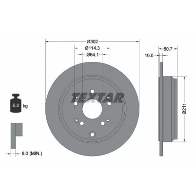 Billede af TEXTAR PRO 92227203 Bremseskiver 302 10 05/10 114,3 fuldstændigt coatet uden hjulbolte, hjulnav HONDA: CR V 3, 4