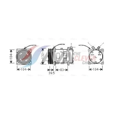 Billede af AVA COOLING SYSTEMS UVAK035 Kompressor SD5H14 24V R134a med PAG kompressorolie