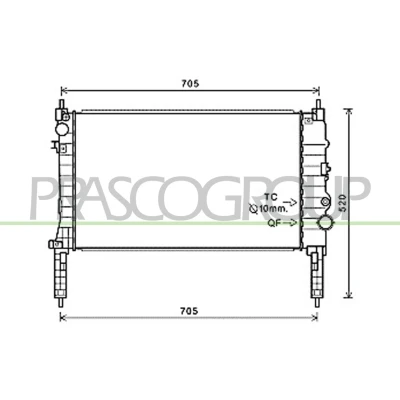 Billede af PRASCO OP700R001 Radiator Aluminium 620mm 359mm 26mm med lynkobling Loddet køleripper