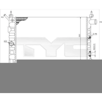 Billede af TYC 725 0018 Radiator til køretøjer uden klimaanlæg 525 322 34 manuelt gear Mekanisk fuget køleripper OPEL: Astra F Caravan, CC