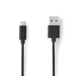 Billede af USB kabel 2.0 A han Micro B 480 Mbps 9 W Nikkelplateret 5.00 m Runde PVC Sort Plastikpose
