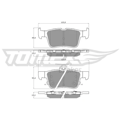 Billede af TOMEX brakes TX 17 76 Bremseklodser bagaksel med akustisk advarsel for slid FORD: S Max Mk2, Mondeo 5 Kombi,