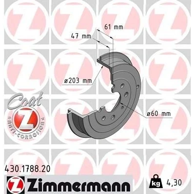 Billede af Bremsetromle ZIMMERMANN 430.1788.20