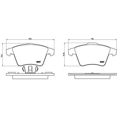 Billede af BREMBO P 85 106 Bremseklodser Ekskl. slidadvarselskontakt med stempelklips uden tilbehør VOLKSWAGEN: Multivan 5 (7HM, Transporter 5, 6