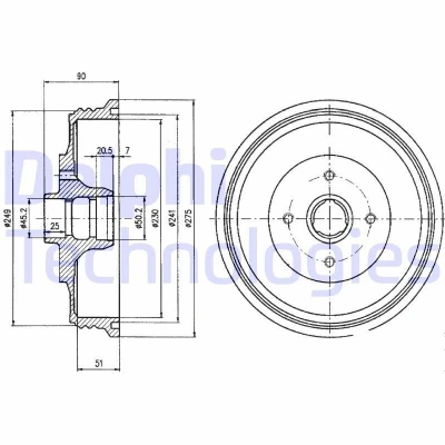 Billede af DELPHI BF430 Bremsetromler uden ABS sensorring, hjullejer 275