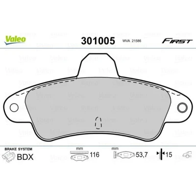 Billede af VALEO 301005 Bremseklodser FIRST bagaksel Ekskl. slidadvarselskontakt uden anti knirke plade FORD: MONDEO 1 Kombi, 2, 2 Kombi