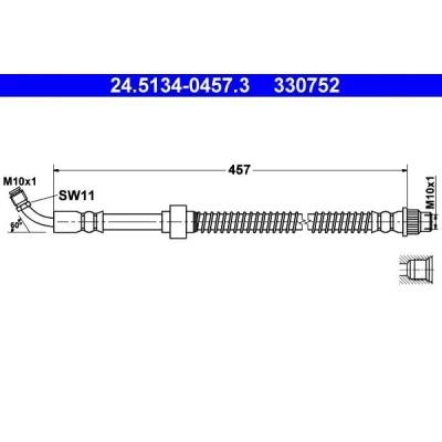 Billede af ATE 24.5134 0457.3 Bremseslange 457 M10x1