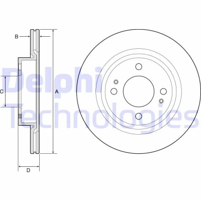 Billede af DELPHI BG4830C Bremseskiver 251 17 4 ventileret coatet ubehandlet uden hjullejer, ABS sensorring MITSUBISHI: Mirage / Space Star Hatchback