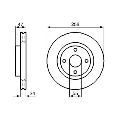 Billede af BOSCH 0 986 478 989 Bremseskiver 257,5 24 4 100 ventileret, indvendigt ventileret olieret MAZDA: 323 F 6
