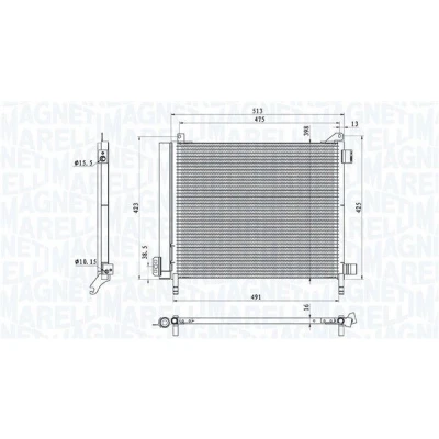 Billede af MAGNETI MARELLI 350203793000 Kondensator med tørrer 493x398x16 398 493 16 NISSAN: MICRA 4