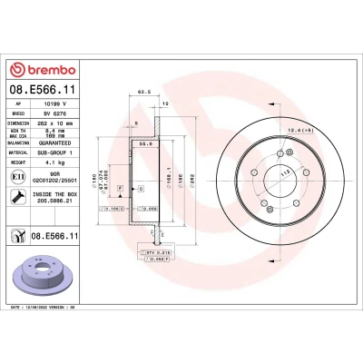 Billede af BREMBO 08.E566.11 Bremseskiver 262 10 5 fuldstændigt coatet