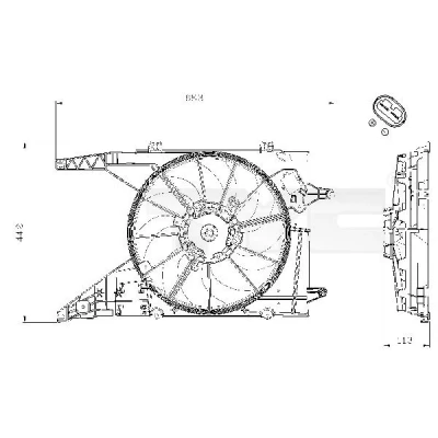 Billede af TYC 828 0002 Køleventilator til køretøjer med klimaanlæg 380 320 kølerventilatorramme (karm)