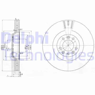 Billede af DELPHI BG9844 Bremseskiver 329 30 5 ventileret olieret ubehandlet uden hjullejer, ABS sensorring CITROËN: C5 III Stationcar, 3
