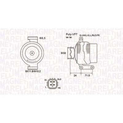 Billede af MAGNETI MARELLI 063731965010 Generator 12V 100A TOYOTA: Avensis II Station Wagon, Corolla Verso, III Stationcar