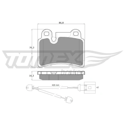 Billede af TOMEX brakes TX 16 21 Bremseklodser bagaksel Inkl. slidadvarselskontakt VOLKSWAGEN: Touareg I