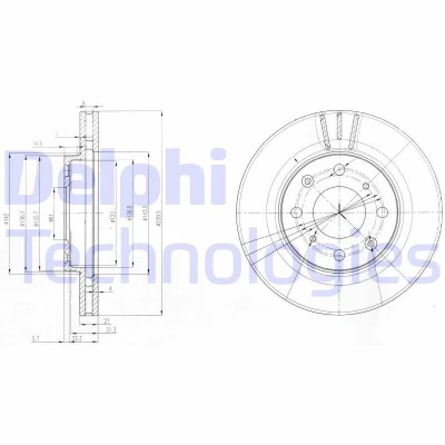 Billede af DELPHI BG3794 Bremseskiver 240 21 4 ventileret olieret ubehandlet uden hjullejer, ABS sensorring