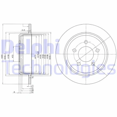 Billede af DELPHI BG3073 Bremseskiver 285 11 5 fuldstændigt olieret ubehandlet uden hjullejer, ABS sensorring JEEP: Grand Cherokee I