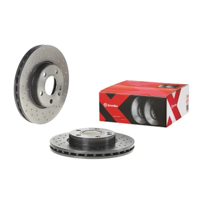 Billede af BREMBO 09.B343.4X Bremseskiver 280 25 5 perforeret/indv. ventileret coatet højkarboniseret med skruer MERCEDES BENZ: A klasse, B CLA Coupe