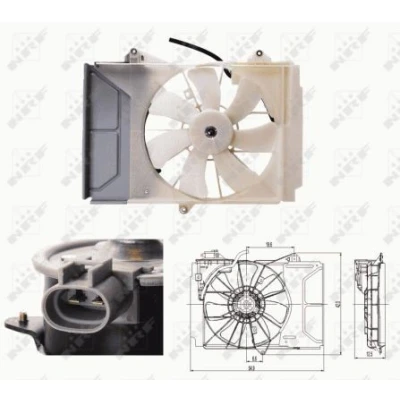 Billede af NRF 47697 Køleventilator 335 12 90 med kølerventilatorramme (karm) TOYOTA: Yaris I Hatchback