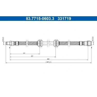 Billede af ATE 83.7715 0603.3 Bremseslange 602mm M10x1mm