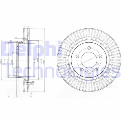 Billede af DELPHI BG9006C Bremseskiver 317 30 5 ventileret coatet ubehandlet uden hjullejer, ABS sensorring LAND ROVER: Range Rover Sport, Discovery 3