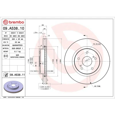 Billede af Bremseskive BREMBO 09.A538.11