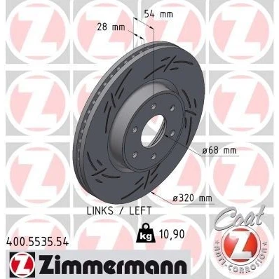 Billede af ZIMMERMANN 400.5535.54 Bremseskiver 320 28 6/6 6 114 indvendigt ventileret, opslidset coatet MERCEDES BENZ: X klasse, NISSAN: NP300 Navara Pick up