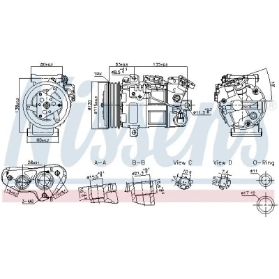 Billede af NISSENS 891017 Kompressor 6SBH14C R 134a RENAULT: GRAND SCENIC 3, Kadjar, NISSAN: Qashqai 2