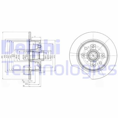 Billede af DELPHI BG2571 Bremseskiver 261 10 4 fuldstændigt olieret ubehandlet uden hjullejer, ABS sensorring OPEL: Vectra A Sedan, Calibra A, Kadett E CC