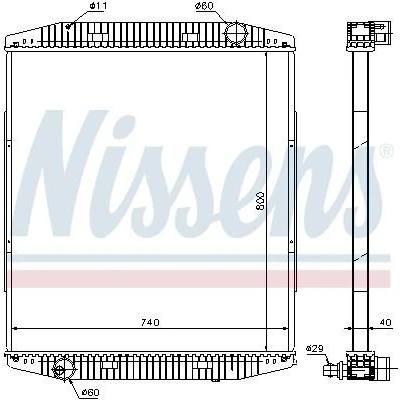 Billede af NISSENS 619730 Radiator Aluminium 800 740 40 uden ramme Loddet køleripper