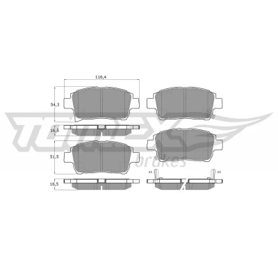 Billede af TOMEX brakes TX 13 76 Bremseklodser foraksel med akustisk advarsel for slid TOYOTA: Yaris I Hatchback, Corolla IX Station Wagon, Sedan