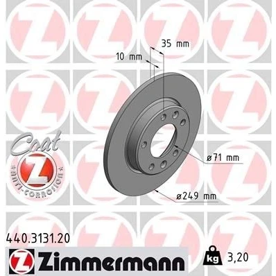 Billede af ZIMMERMANN COAT Z 440.3131.20 Bremseskiver 249 10 7/5 5 108 fuldstændigt coatet PEUGEOT: 308 SW 2, II Hatchback