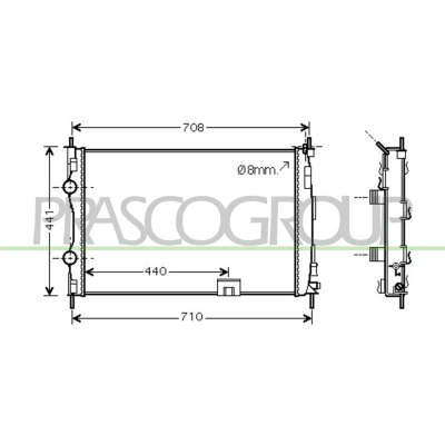 Billede af PRASCO DS710R005 Radiator Aluminium 630 440 34 Loddet køleripper NISSAN: Qashqai / Qashqai+2 I