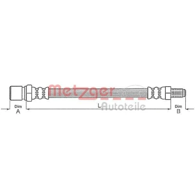 Billede af METZGER 4111686 Bremseslange 212 M10 x 1 VOLKSWAGEN: Beetle, Kaefer Cabriolet