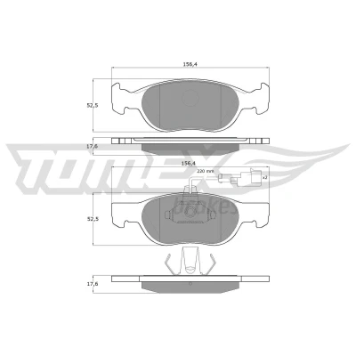 Billede af TOMEX brakes TX 11 87 Bremseklodser foraksel Inkl. slidadvarselskontakt FIAT: Punto II Hatchback, ALFA ROMEO: Spider
