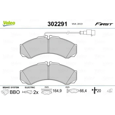 Billede af VALEO 302291 Bremseklodser bagaksel Inkl. slidadvarselskontakt med anti knirke plade IVECO: Daily 6 , 3 Kasten/Kombi, V Van / Stationcar