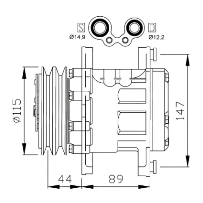 Billede af NRF EASY FIT 32207 Kompressor SD7B10 12 PAG 46 med kompressorolie, tætningsring